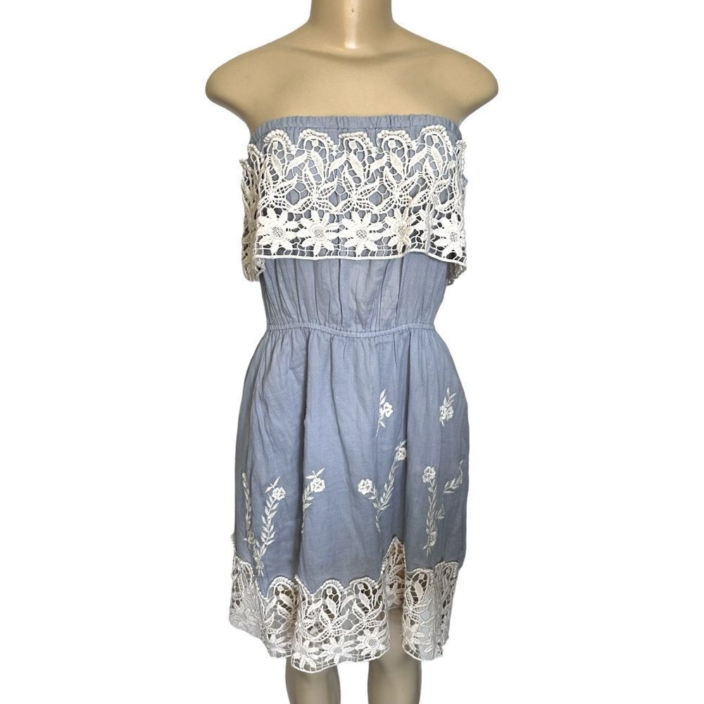 Christophe Sauvat Embroidered boho lace trim sleeveless Dress medium